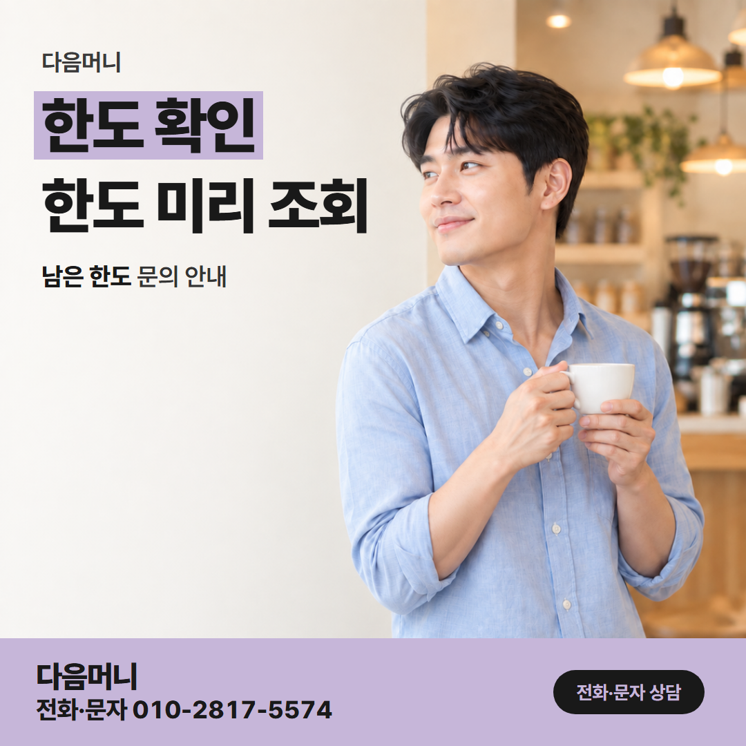 다음머니 카드할부대출 할부를 정하기 전에 조회하는 남은 한도