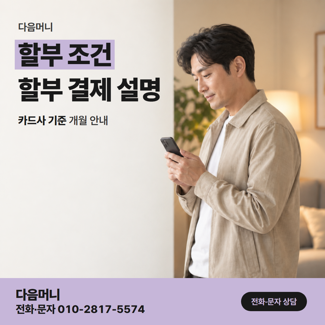 다음머니 카드할부대출 생활비에 맞춰 나눈 매달 결제 금액
